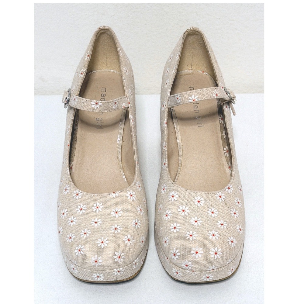 Madden Girl Floral Mary Jane Shoes Sz 9.5 Daisy Floral Platform Block Heel Retro - Picture 2 of 12